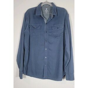 KÜHL Womens Button Front Shirt Large Blue‎ Cotton Tencel Outdoor Hiking